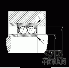 角接觸球軸承 30/8-B-2Z-TVH, 雙列，雙側(cè)間隙密封，接觸角 α = 25°