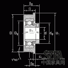 外球面球軸承 CRB30/92, 帶橡膠插入件，偏心鎖圈定位，兩側(cè) P 型密封